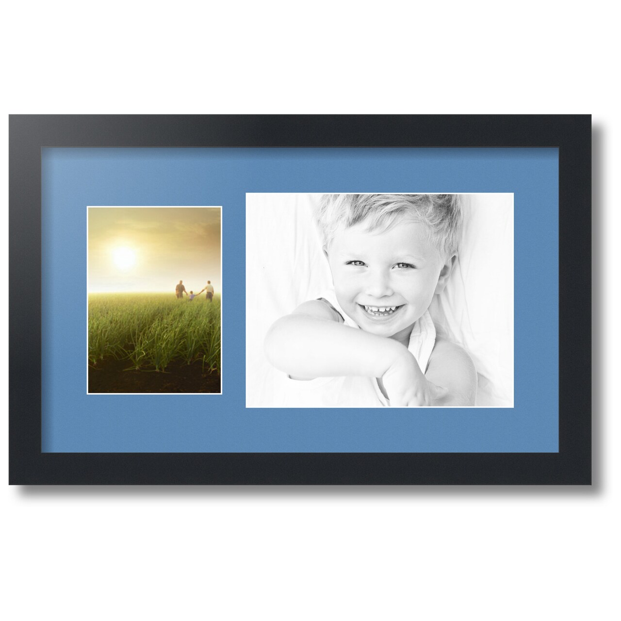 ArtToFrames Collage Photo Picture Frame with 1 - 5x7, 8x10 inch Openings, Framed in Black with Over 62 Mat Color Options and Regular Glass (CSM-3926-166)